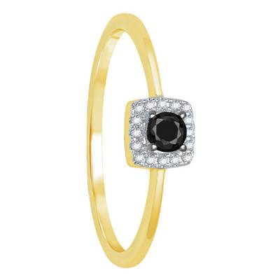 Bague Carrée Entourage, Or jaune & Diamants - Kundan