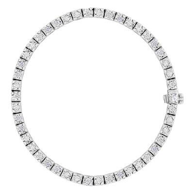 White 375/1000 or 750/1000 Gold Riviera Bracelet with 66 Diamonds, 20 cm Length - Emanessence