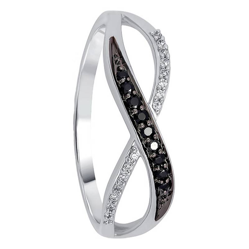 White Gold 375 or 750 & Black and White Diamond Infinity Ring - Kundan