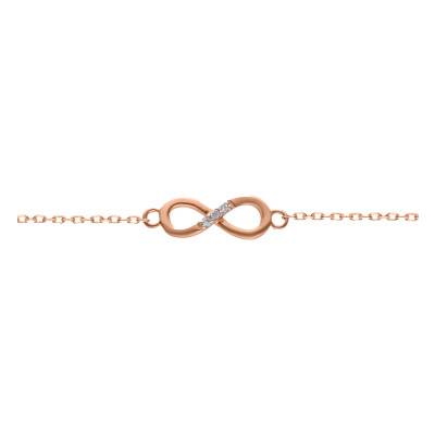 Bracelet Infini, Or Rose 375 & Diamants 0,01 ct, Longueur 18 cm, Largeur 0,50 mm - Aurora