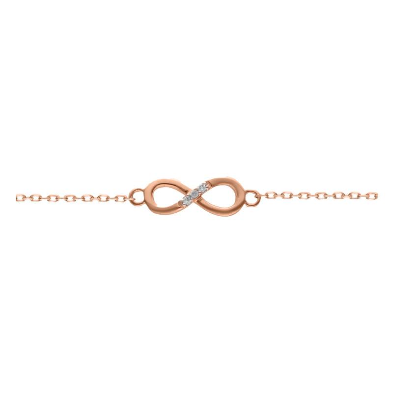 375 Rose Gold & Diamond 0.01 ct Infinity Bracelet, Length 18 cm, Width 0.50 mm - Emanessence