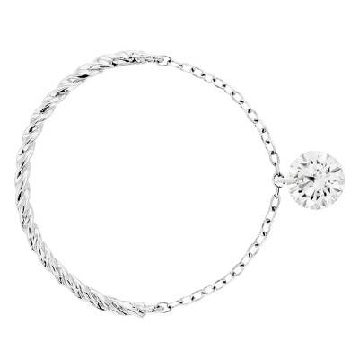 Bague Or Blanc 750 corde diamant percé - Demetra