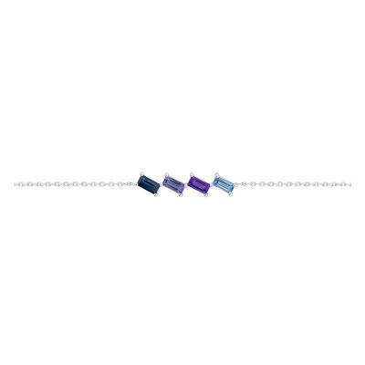 Bracelet Or Blanc & 4 Pierres multicolores, Longueur 19,50 cm - Aurora