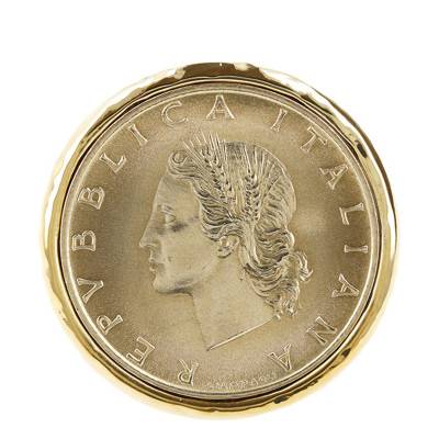 Yellow Gold-Plated Coin Ring - Etrusca Gioielli