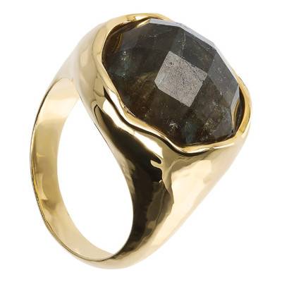 Bague plaqué or pierre Labradorite - Etrusca Gioielli