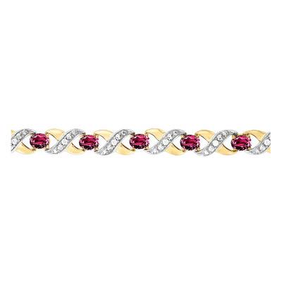 Bracelet, Or Jaune 750, Rubis & Diamants, Longueur 19 cm - Aurora