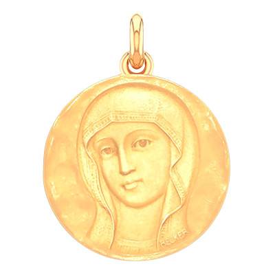 Médaille Vierge Byzantine Martelée Or Jaune 750, Diamètre 15 mm à 22 mm - Becker