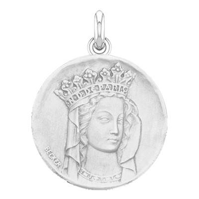 Médaille Vierge Notre-Dame Or Blanc 750, Diamètre 15 mm à 22 mm - Becker