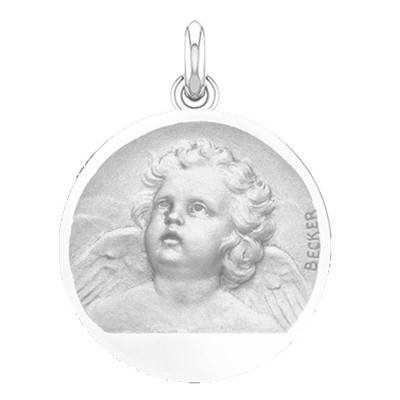 Médaille Ange Or Blanc 750, Diamètre 15 à 22 mm - Becker