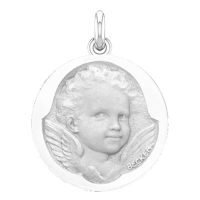 Médaille Ange Espiègle Or Blanc 750, Diamètre 15 mm à 22 mm - Becker