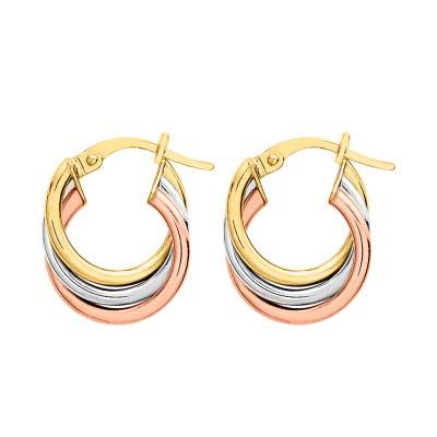 Emanessence Twisted Ring 3-Gold 375/1000 Hoop Earrings - Emanessence