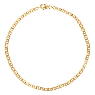 Bracelet Maille Marine Plate Massive, Or Jaune 750, Longueur 22 cm, Largeur 1,50 mm à 6,00 mm - Manillon