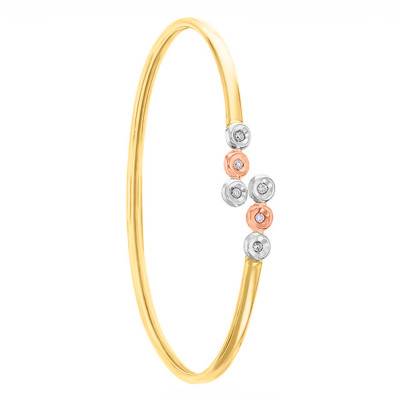 375/1000 3-Color Gold & Diamond Flexible Bracelet 5 mm - Rosatella