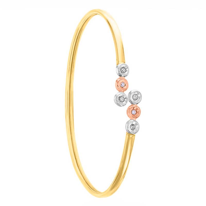375/1000 3-Color Gold & Diamond Flexible Bracelet 5 mm - Rosatella