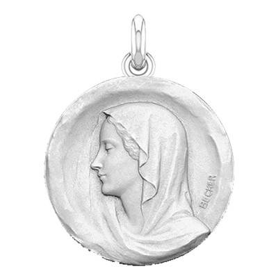 Médaille Vierge Regina Ronde Or Blanc 750, Diamètre 15 mm à 22 mm - Becker