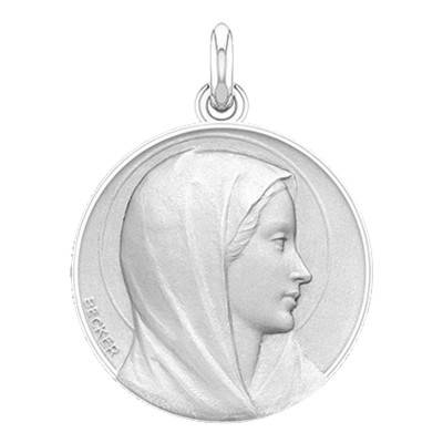 Médaille Vierge Annonciation, Or Blanc 750, Diamètre 15 mm à 22 mm - Becker