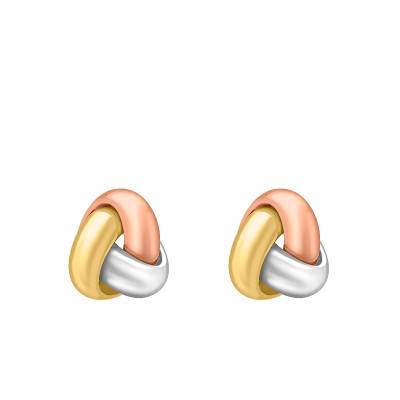 Three-Tone 750/1000 Gold Three-Knot Earrings - Emanessence