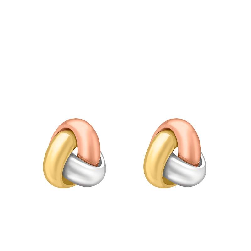 Three-Tone 750/1000 Gold Three-Knot Earrings - Emanessence