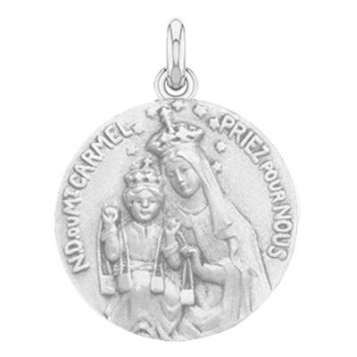 Médaille 2 Faces Vierge du Mont Carmel Or Blanc 750, 15 mm à 22 mm - Becker