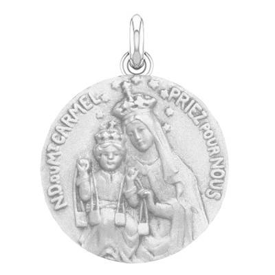 Médaille 2 Faces Vierge Scapulaire du Mont Carmel Argent, Diamètre 15 mm à 22 mm - Becker