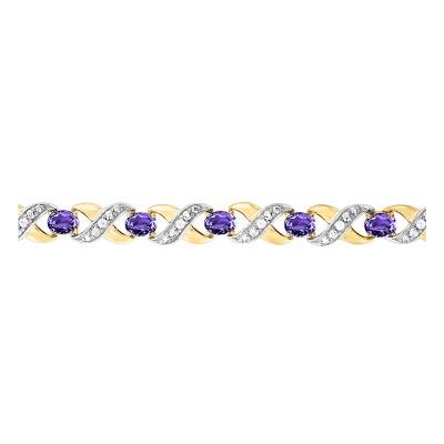 Bracelet, Or Jaune 750, Améthystes et Diamants, Longueur 19 cm - Aurora