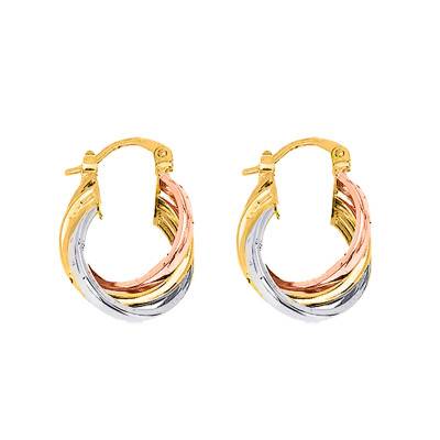 Three-Color 750/1000 Gold Hoop Earrings 14 mm Diameter - Emanessence