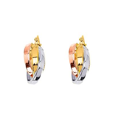 Three-Color 750/1000 Gold Hoop Earrings 14 mm Diameter - Emanessence