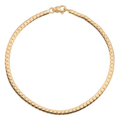 Bracelet Maille Anglaise Creuse, Or Jaune 750, Longueur 16 cm, Largeur 3 mm à 8 mm - Manillon