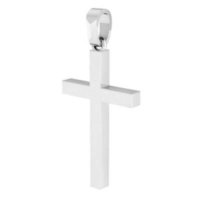 Croix à Fil Carré en Or Blanc 750 - Becker