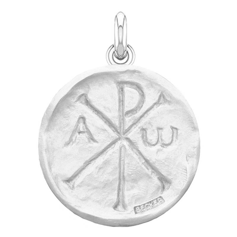 Becker 750/1000 White Gold Chi-Rho Medal, Diameter 15 mm to 22 mm - Becker