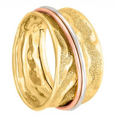Bague Froissée Satiné, 3 Ors 375, 7mm - Scarlett or Scarlett