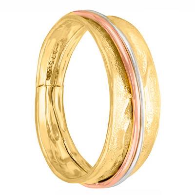 375/1000 3-Gold Crinkled Satin Ring, 11 mm Width - Maison Ballet by Scarlett