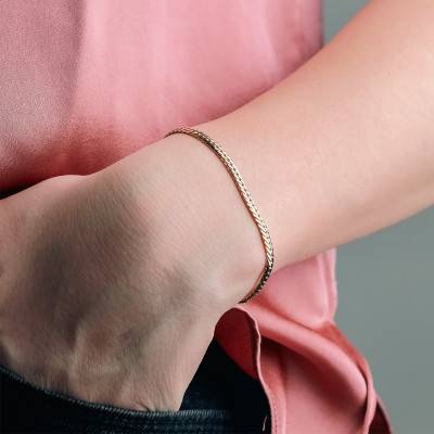 Yellow Gold 750 Hollow Bismarck Chain Bracelet, 21 cm Length, 3 mm to 8 mm Width - Manillon
