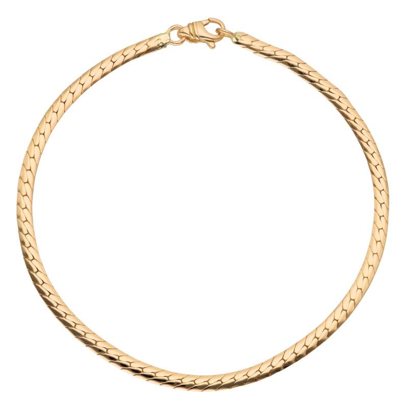 750/1000 Yellow Gold Hollow Bismarck Chain Bracelet, 22 cm Length, 3 mm to 8 mm Width - Manillon