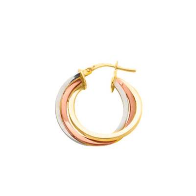 750/1000 Three-Gold Single Hoop Earring, 22 mm Diameter - Emanessence