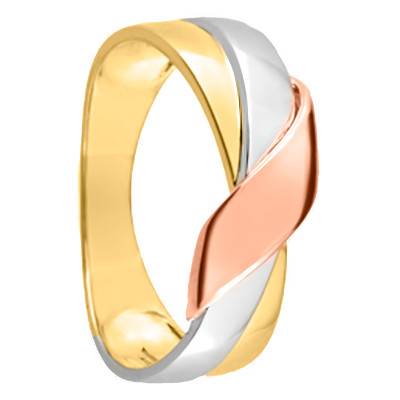750/1000 Three-Gold Crossover Ring - Emanessence