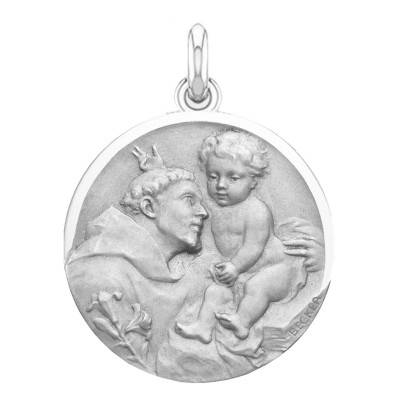Médaille Saint Antoine de Padoue Or Blanc 750, Diamètre 15 mm à 20 mm - Becker