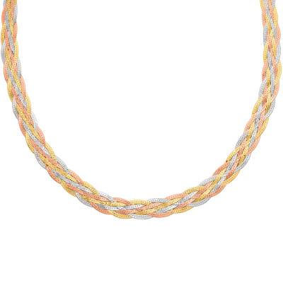 Collier Tressé en 3 Ors 375, 5,60 mm Longueur 43 cm - Emanessence