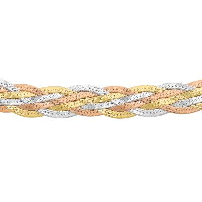 Collier Tressé en 3 Ors 375, 5,60 mm Longueur 43 cm - Emanessence