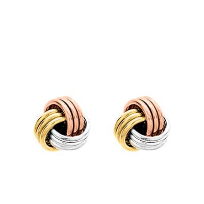 Boucles d'oreilles Triple Nœud 5 mm en 3 Ors 375 - Emanessence