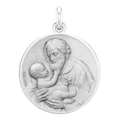 Médaille Saint Joseph Or Blanc 750, Diamètre 15 mm à 20 mm - Becker