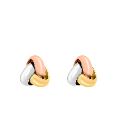 Boucles d'oreilles Fils Entrelacés en 3 Ors 375 - Emanessence
