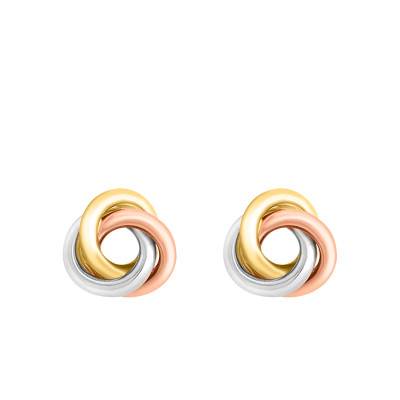 Boucles d'oreilles Nœud Bombé 8 mm en 3 Ors 375 - Emanessence