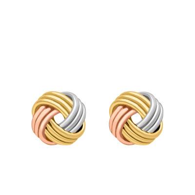 Boucles d'oreilles Triple Noeud 9 mm en 3 Ors 375 - Emanessence