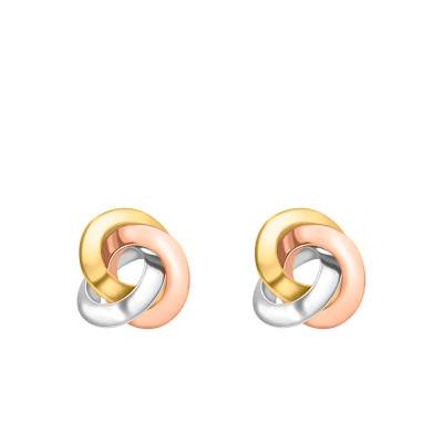 Boucles d'oreilles Noeud Tube Triangle en 3 Ors 375 - Emanessence