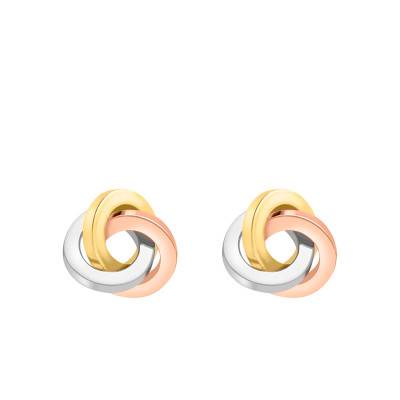 Boucles d'oreilles Noeuds en Tube Carré en 3 Ors 375 - Emanessence