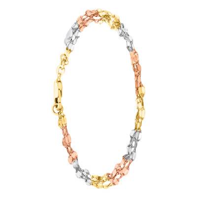 375/1000 Tri-Color Gold Forzatina Cable Chain Bracelet 19 cm, 2 mm - Manillon