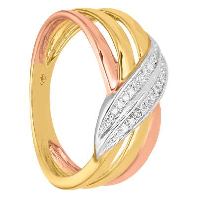 Bague Entrelacée en 3 Ors 750 & Diamants 0,04 ct - Divine