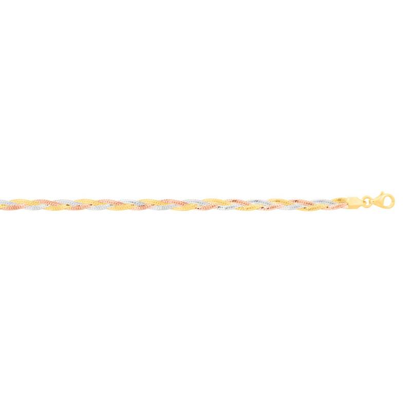 Braided Multi-Chain Bracelet in 3-Color 375 Gold, Length 18 cm - Manillon