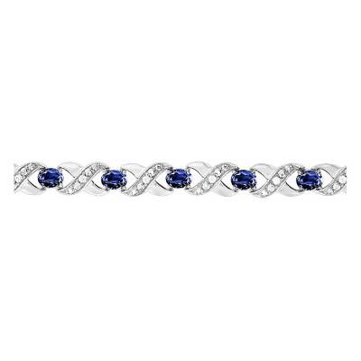 Bracelet, Or Blanc 750, Saphirs & Diamants, Longueur 19 cm - Aurora